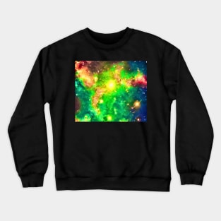 Glowing Green Nebula with Galaxies - Astronomer Gift Crewneck Sweatshirt